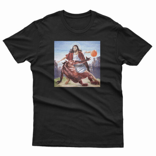 Jesus Crossing Up Satan Basketball T-Shirt